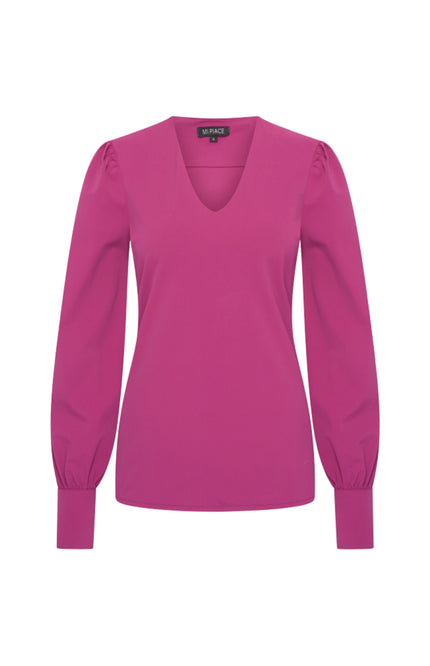 Travel Blouse Puff Sleeves Magenta Purple 202226