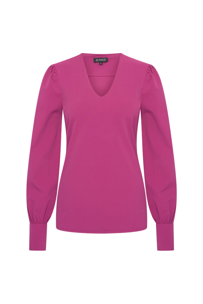 Travel Blouse Puff Sleeves Magenta Purple 202226