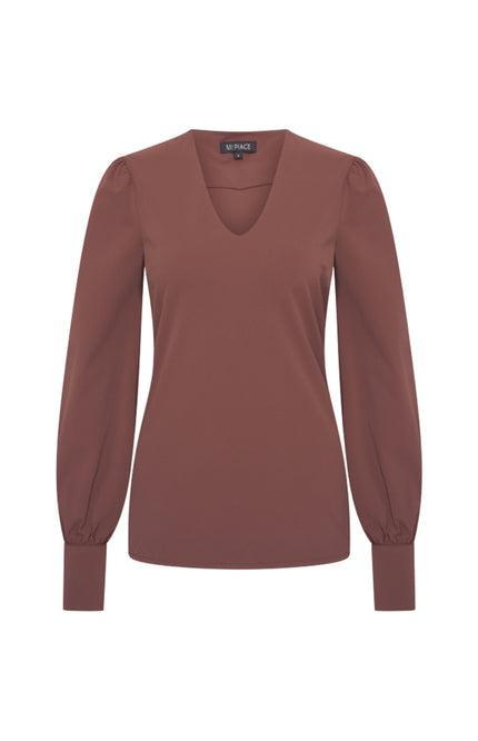 Travel Blouse Puff Sleeves Mahogany 202226