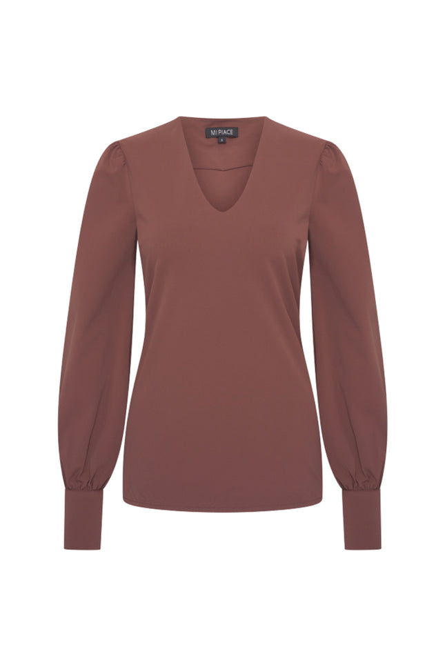 Travel Blouse Puff Sleeves Mahogany 202226