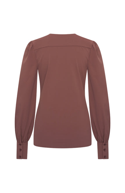 Travel Blouse Puff Sleeves Mahogany 202226