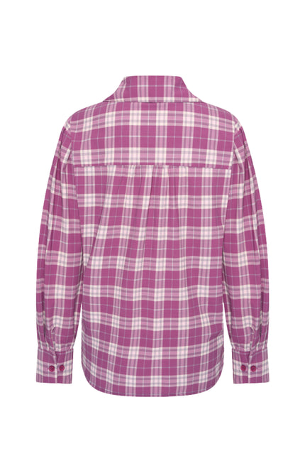 Travel Blouse Light Oversized Autumn Check Print Magenta Purple 202863
