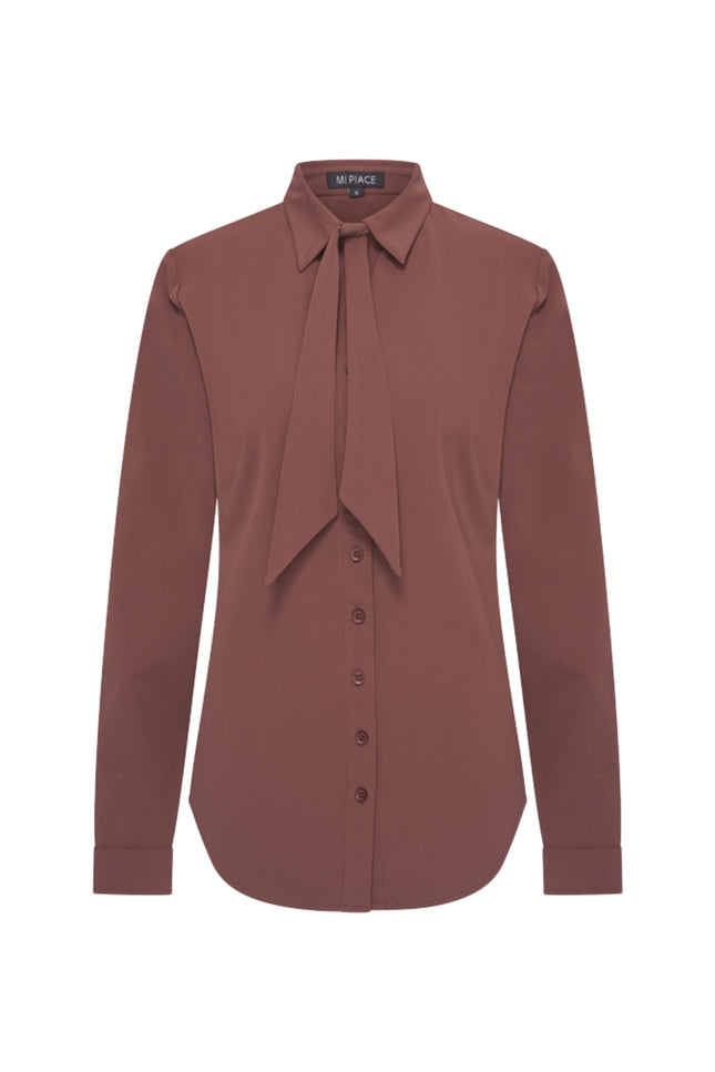 Travel Blouse Bow Mahogany 202709