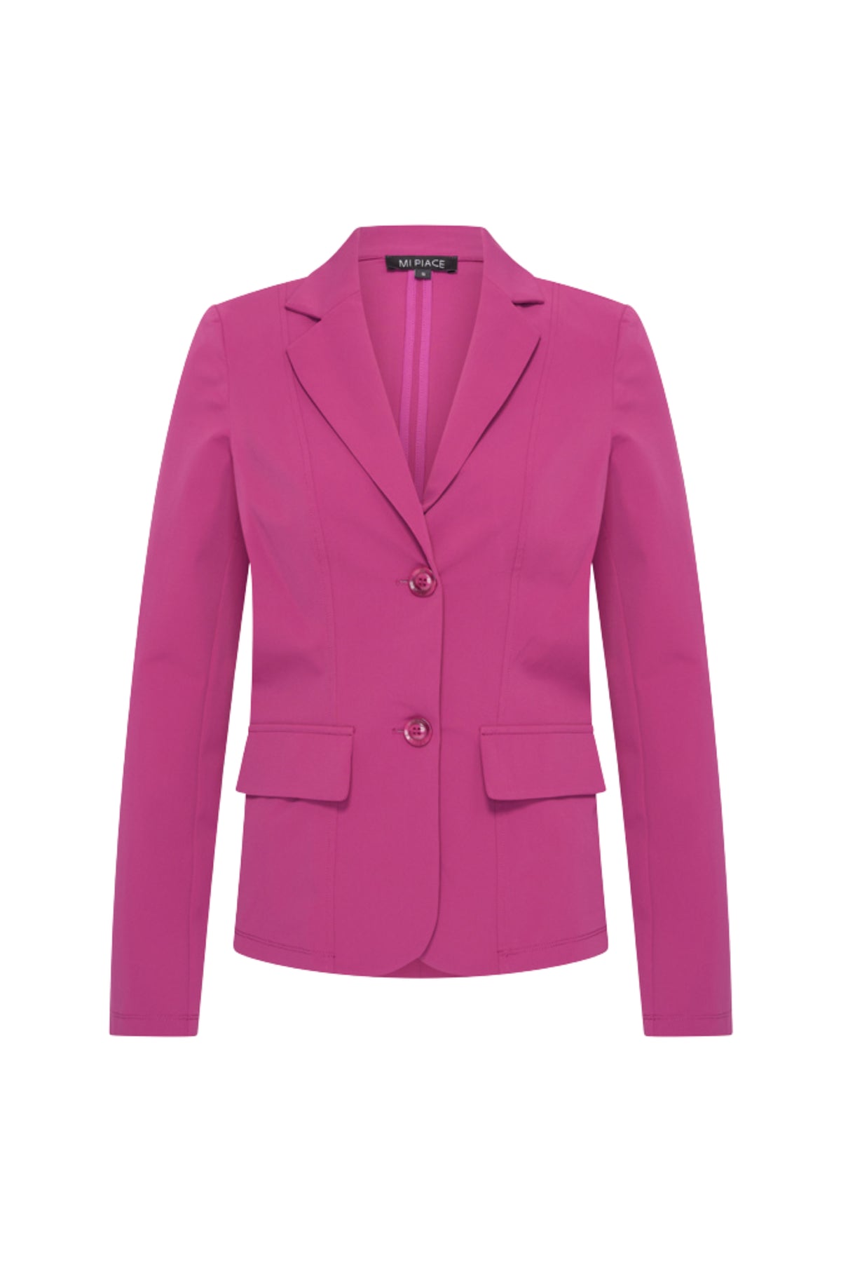 Magenta paarse reistas blazer van Mi Piace, stijlvolle damesblazer met knopen en reverskraag.