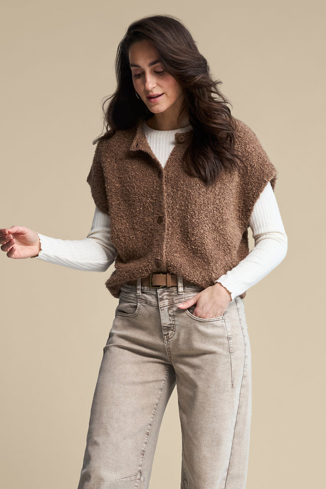 Top Sleeveless Knit Boucle Mud SRB5074