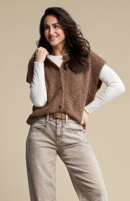 Top Sleeveless Knit Boucle Mud SRB5074