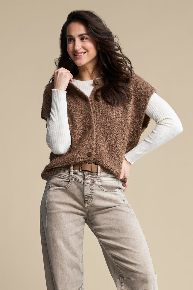 Top Sleeveless Knit Boucle Mud SRB5074