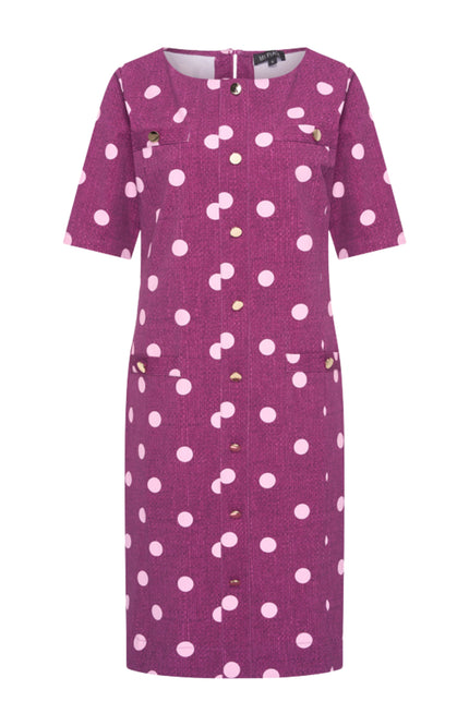 Travel Jurk Dot Structure Print Magenta Purple 202869