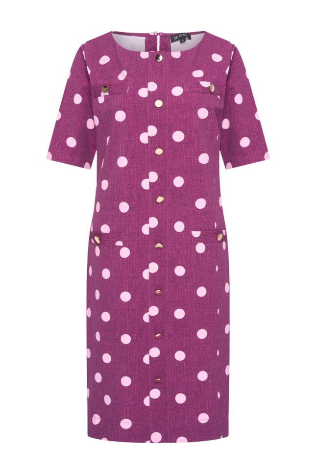 Travel Jurk Dot Structure Print Magenta Purple 202869