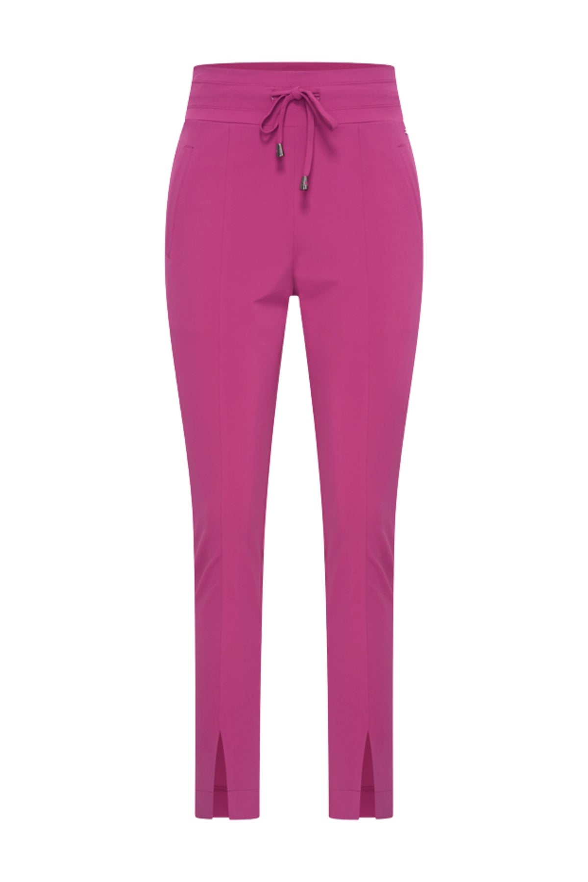 Lichte reisbroek van Mi Piace in magenta paars, met comfortabele pasvorm en praktische zakken.