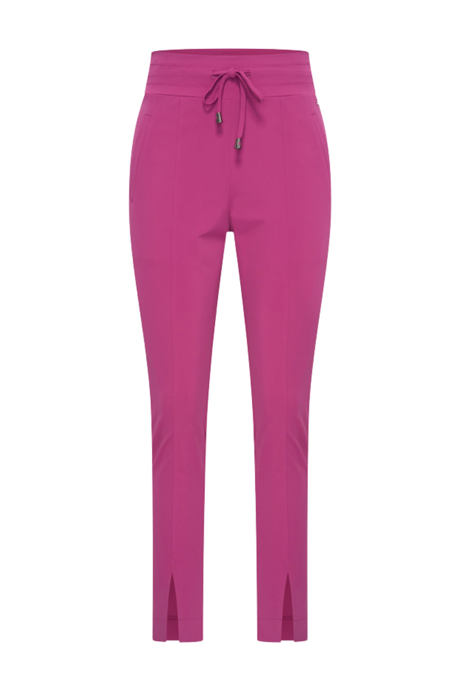 Lichte reisbroek van Mi Piace in magenta paars, met comfortabele pasvorm en praktische zakken.
