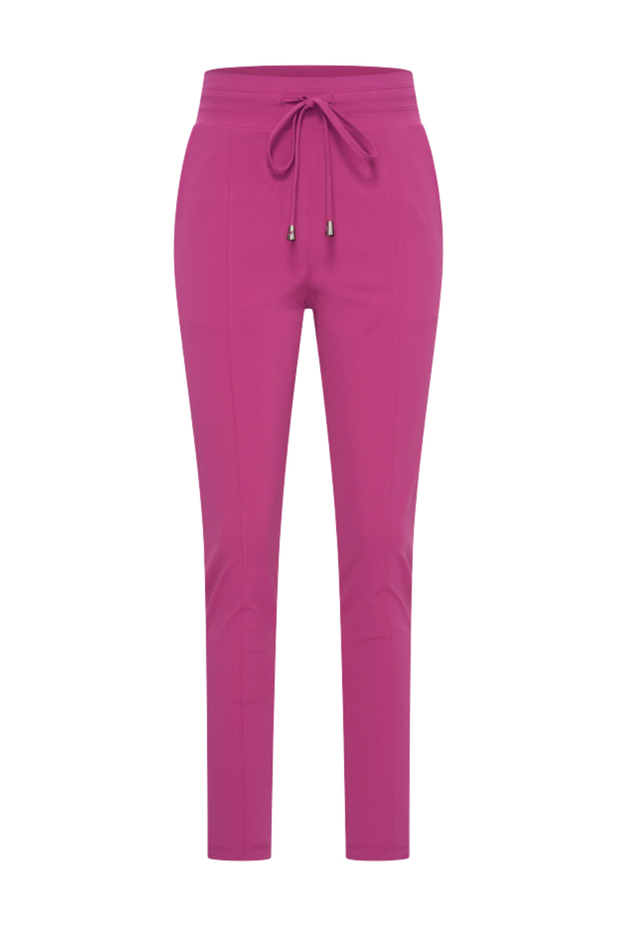 Lichte magenta paarse reisbroek van Mi Piace, stevig en comfortabel voor onderweg, met een nette pasvorm en moderne stijl.