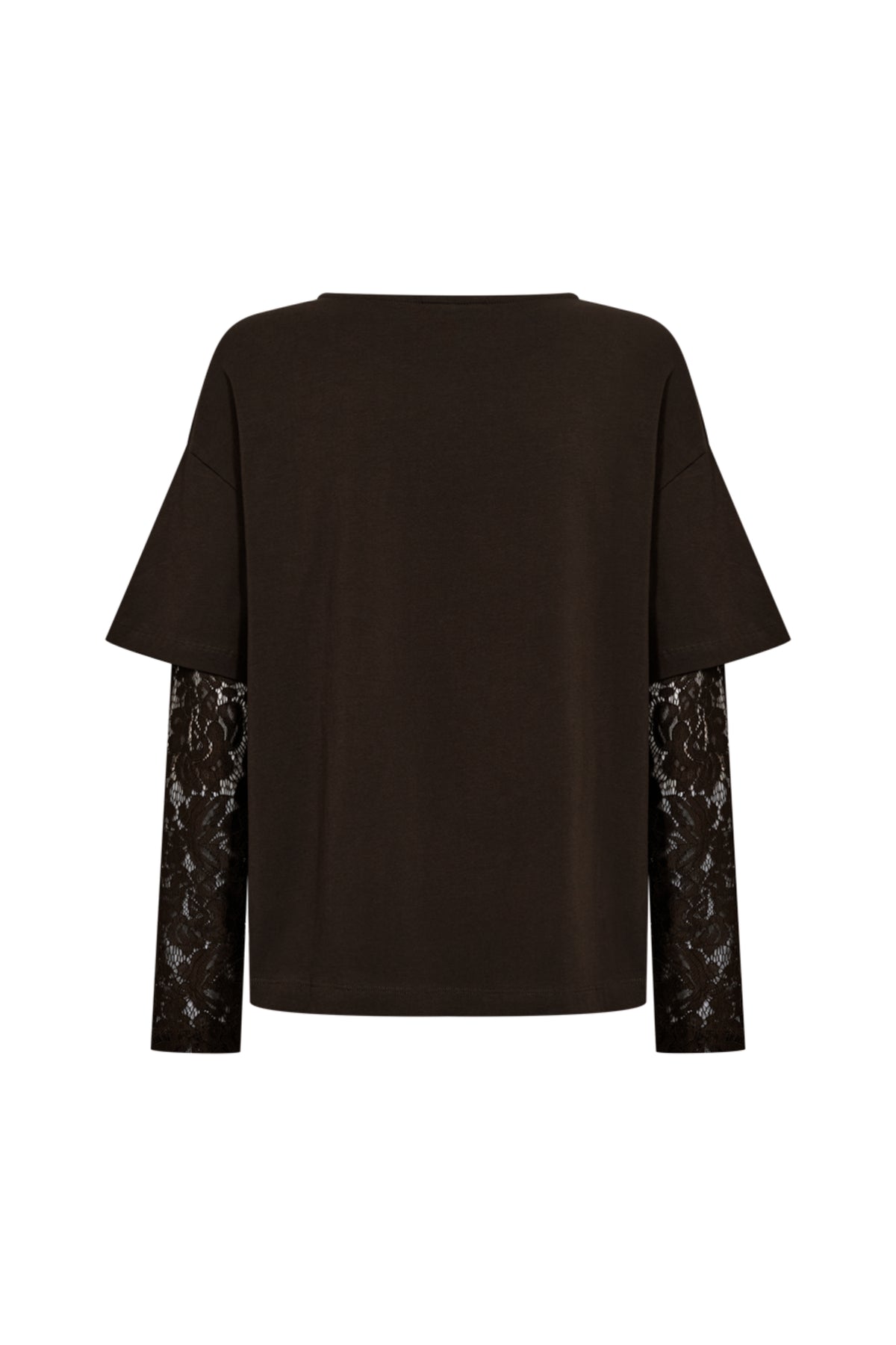Groene Freequent T-shirt Fqchico Mole 211435 met ronde hals en korte mouwen, gedragen door een model.