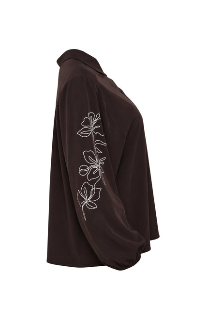 Travel Blouse Larixxe Brown Offwhite