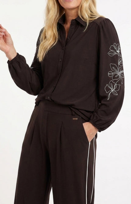 Travel Blouse Larixxe Brown Offwhite