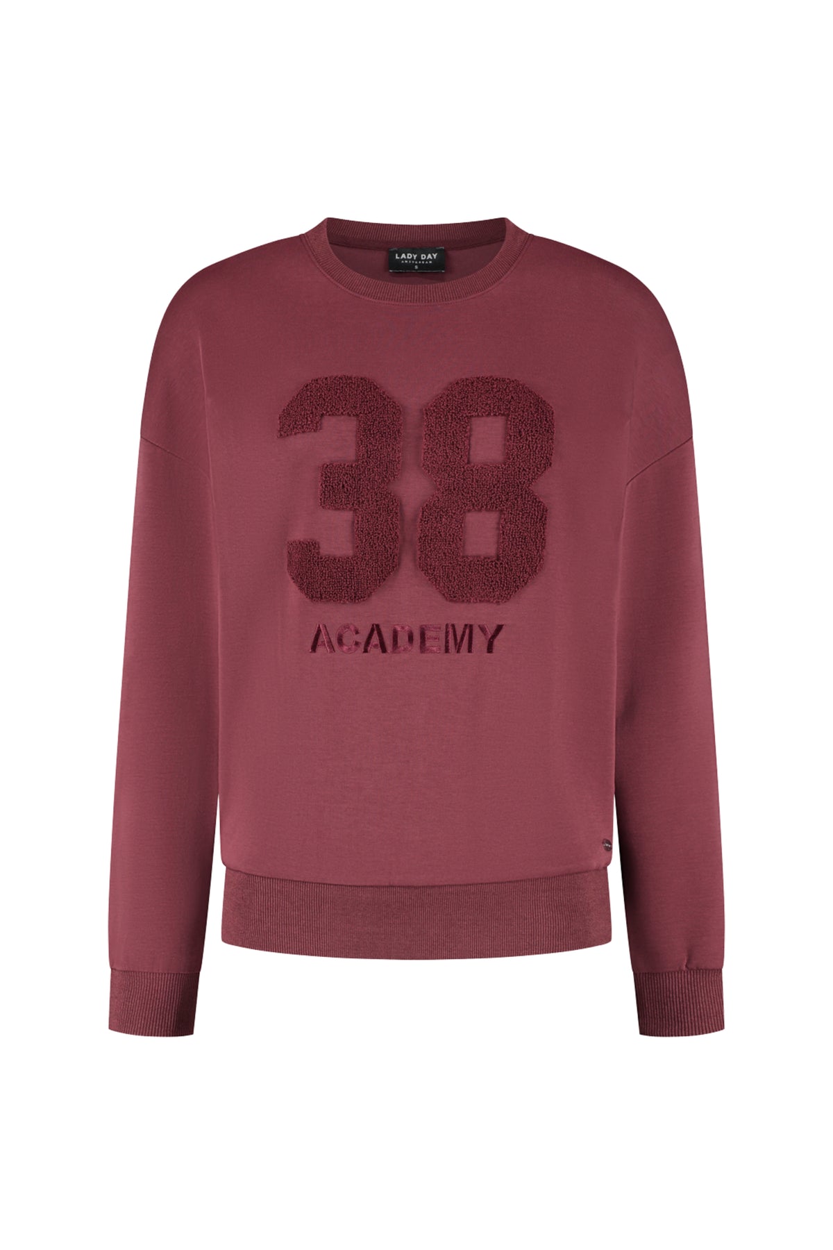 Zwarte Lady Day trui Academy Wine L25-301-3566 met ronde hals en lange mouwen, casual en comfortabel voor dagelijks gebruik
