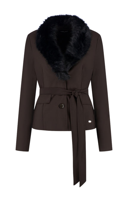 Bonded Travel Jacket Dena Dark Brown L46-775-3529