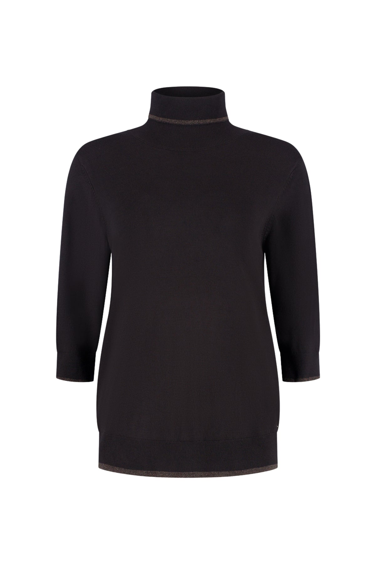 Lady Day top Lenora donkerbruin L28-601-3580, close-up van de stijlvolle damesblouse met lange mouwen.