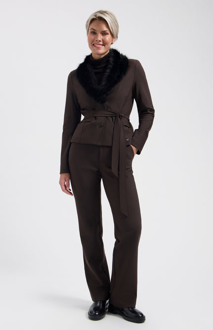 Bonded Travel Broek Milana Dark Brown L14-775-3528