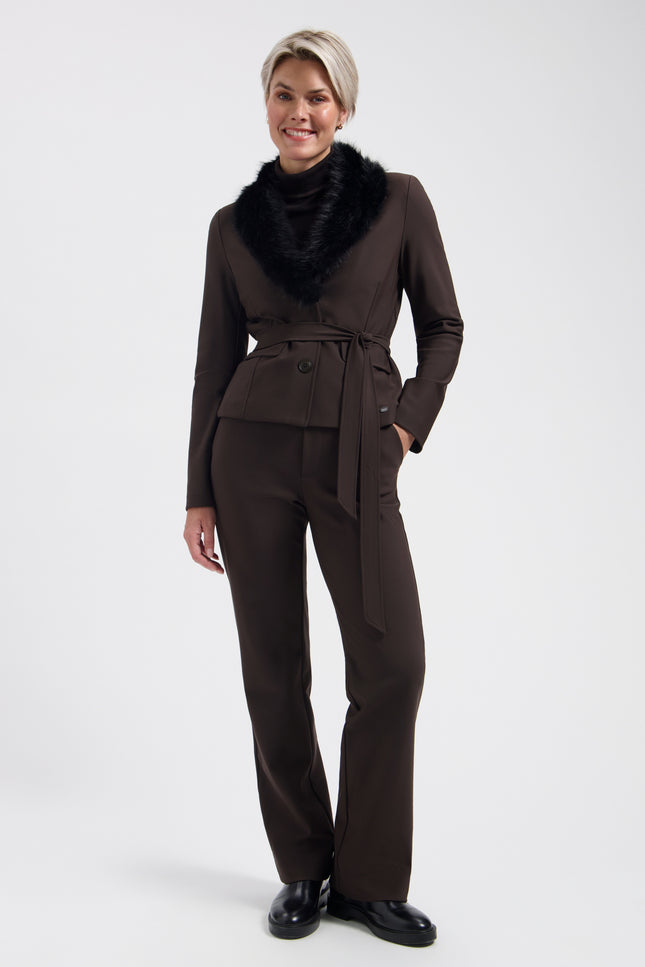 Bonded Travel Broek Milana Dark Brown L14-775-3528