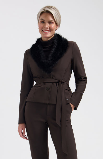 Bonded Travel Jacket Dena Dark Brown L46-775-3529