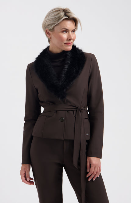 Bonded Travel Jacket Dena Dark Brown L46-775-3529