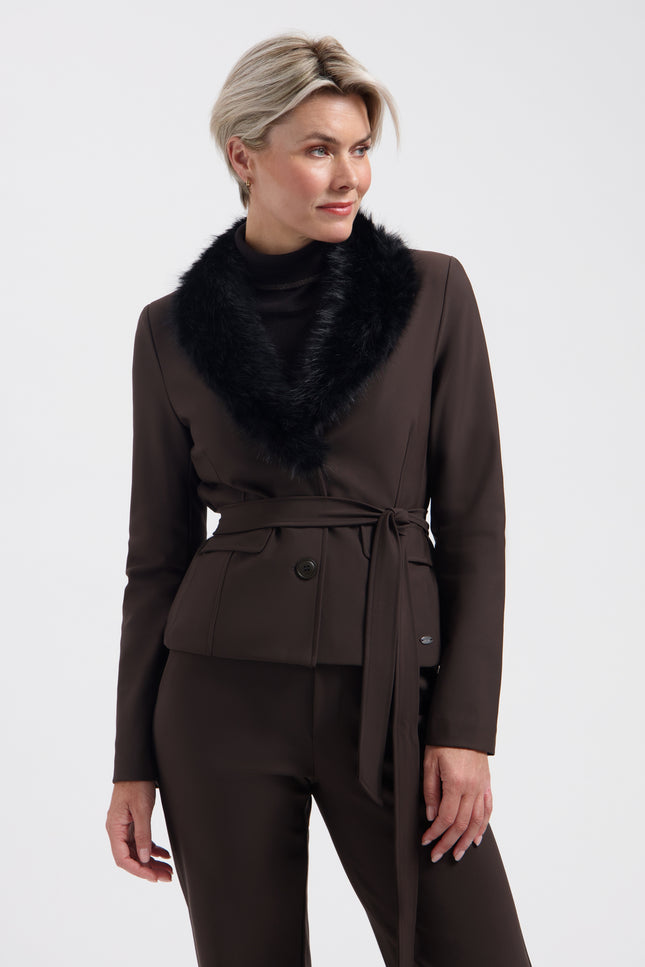 Bonded Travel Jacket Dena Dark Brown L46-775-3529