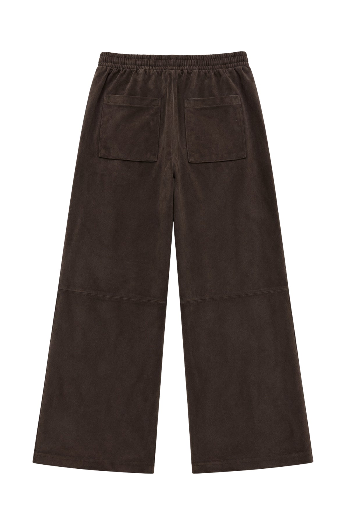 Zwarte Fqmimi Mole broek van Freequent met rechte pasvorm en elastische tailleband, gedragen door een model.