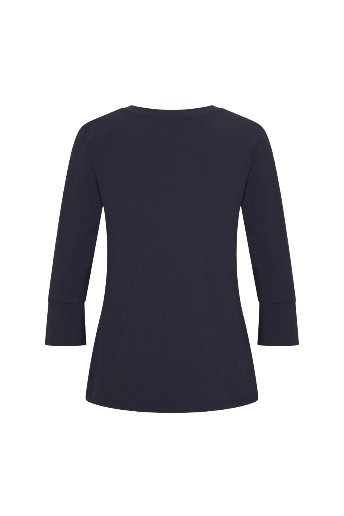 Navy Travel Top van Mi Piace, getoond in close-up met details van de stof en snit.
