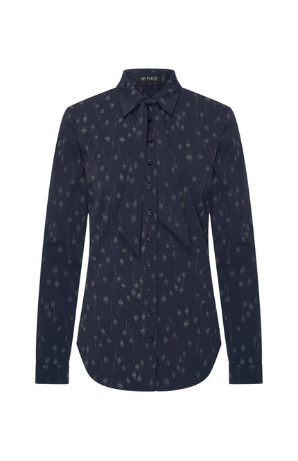 Travel Blouse Dot Foil Print Navy 202709