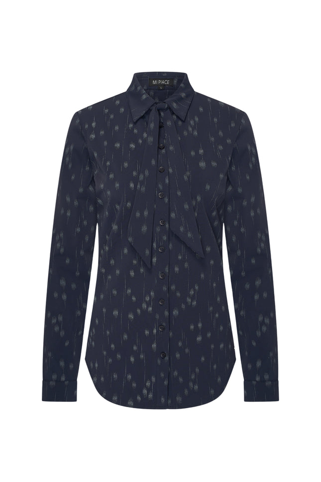Travel Blouse Dot Foil Print Navy 202709