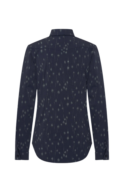 Travel Blouse Dot Foil Print Navy 202709