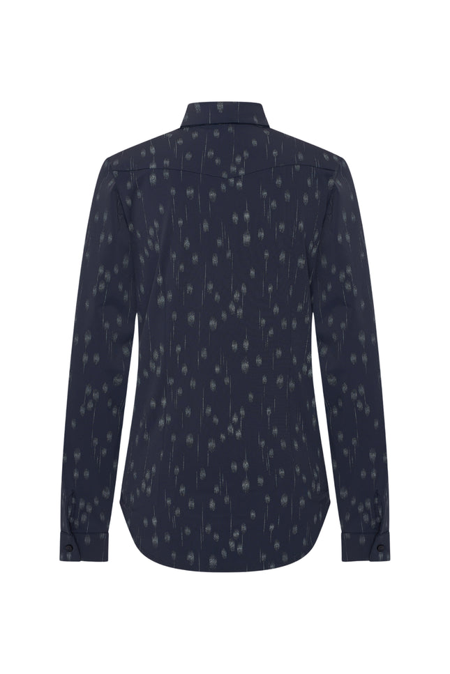 Travel Blouse Dot Foil Print Navy 202709