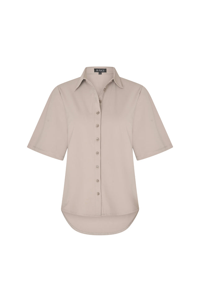 Travel Blouse Wijde Mouw Taupe 202502