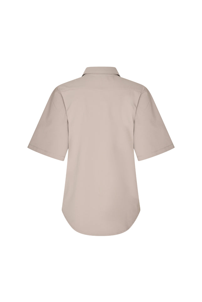 Travel Blouse Wijde Mouw Taupe 202502