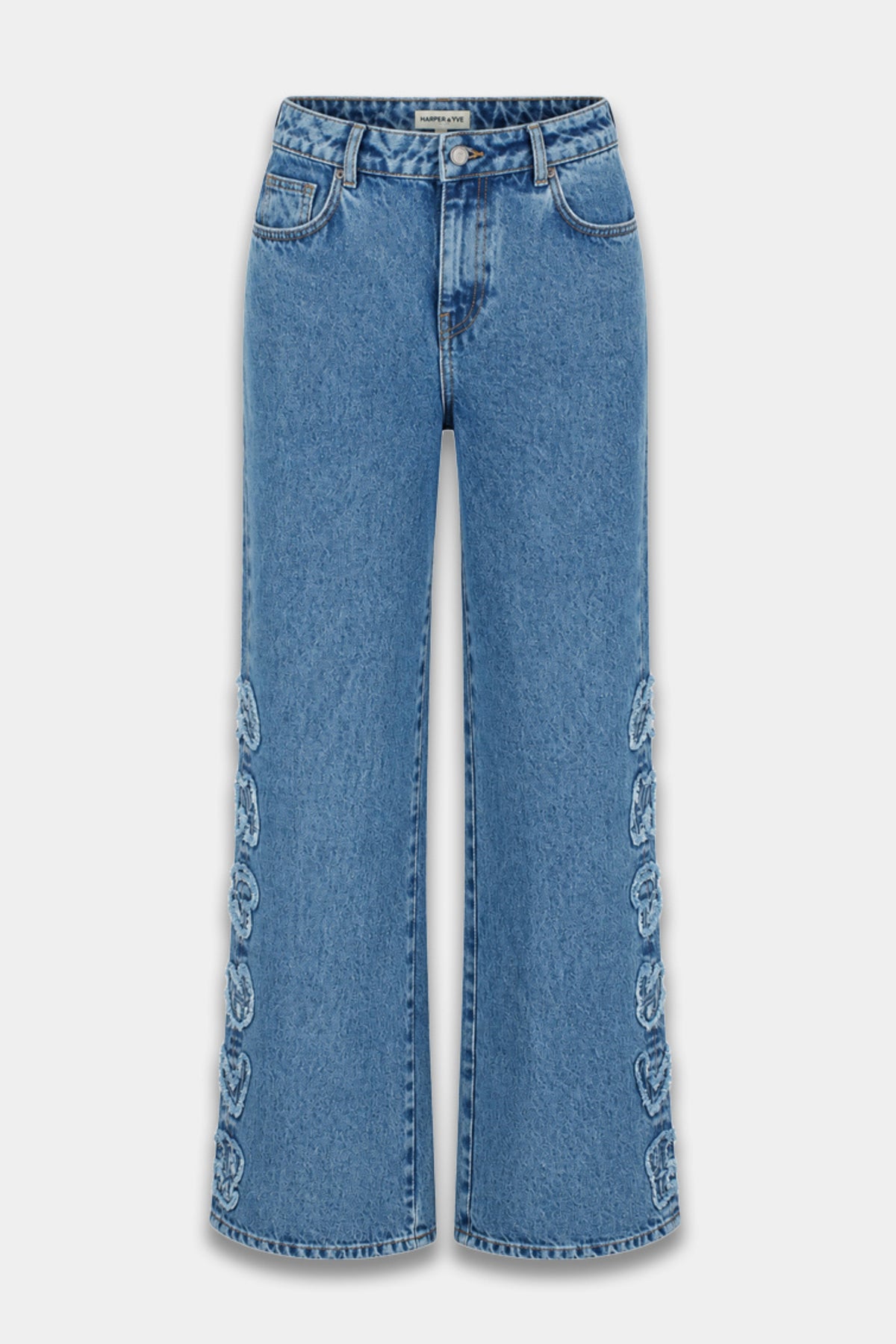 Donkerblauwe jeans van Harper & Yve Yve Mid Blue AW6R100 met een rechte pasvorm en klassieke details.