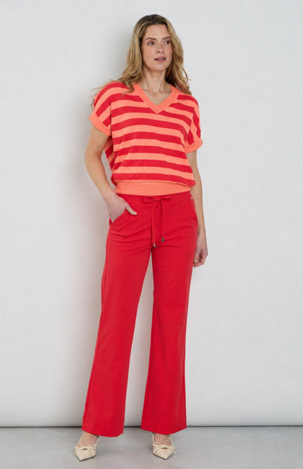 Travel Top Stripe Coral Red 202847