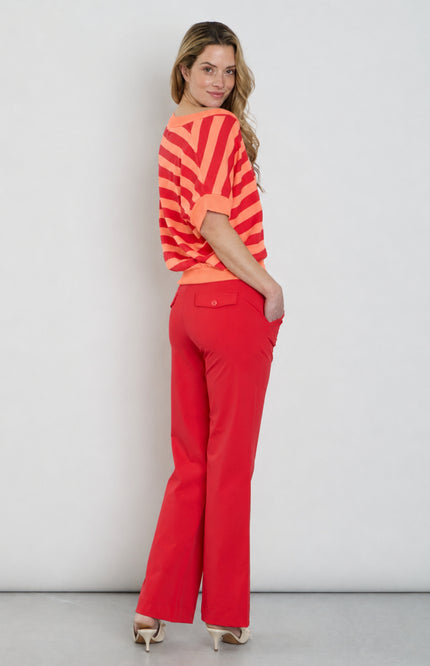 Travel Top Stripe Coral Red 202847