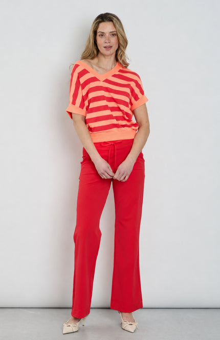 Travel Top Stripe Coral Red 202847