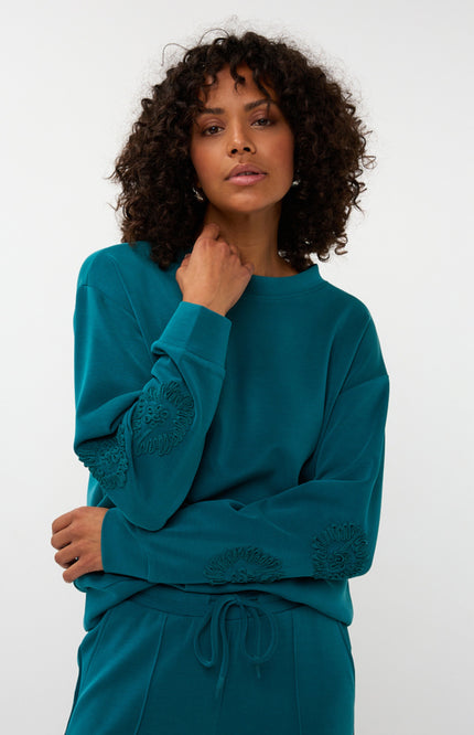 Sweater Tape Embroidery Modal Teal W25.05704