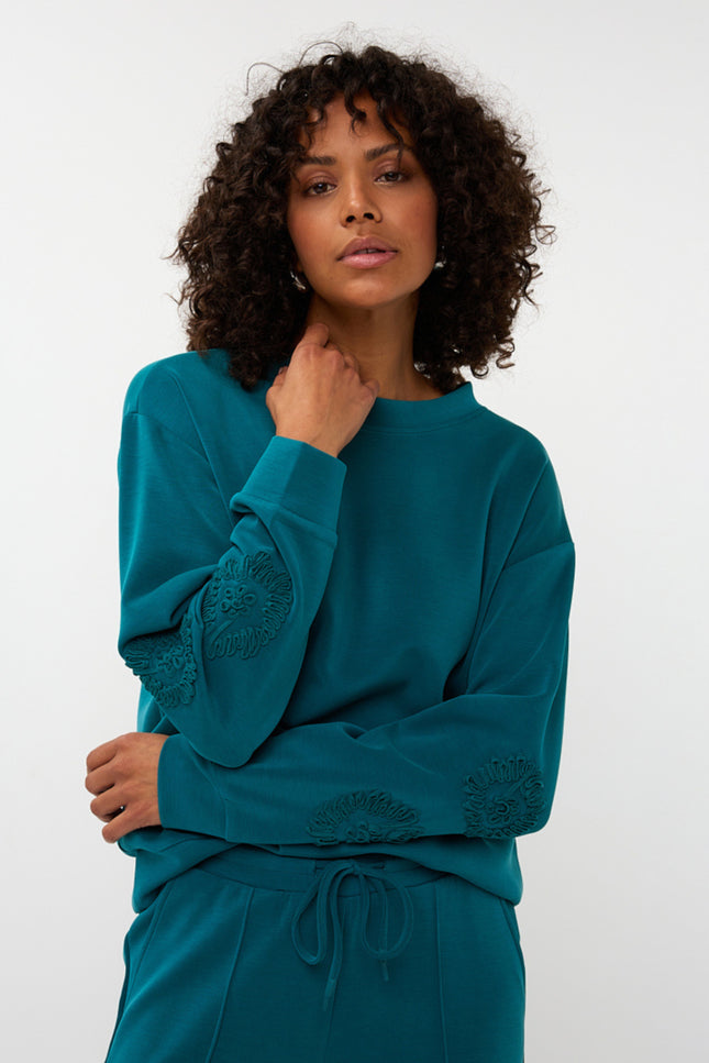 Sweater Tape Embroidery Modal Teal W25.05704