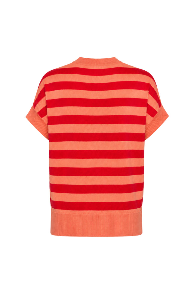 Travel Top Stripe Coral Red 202847
