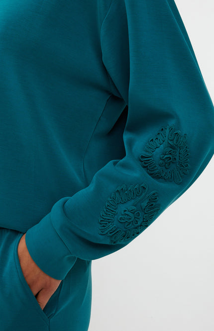 Sweater Tape Embroidery Modal Teal W25.05704