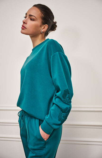 Sweater Tape Embroidery Modal Teal W25.05704