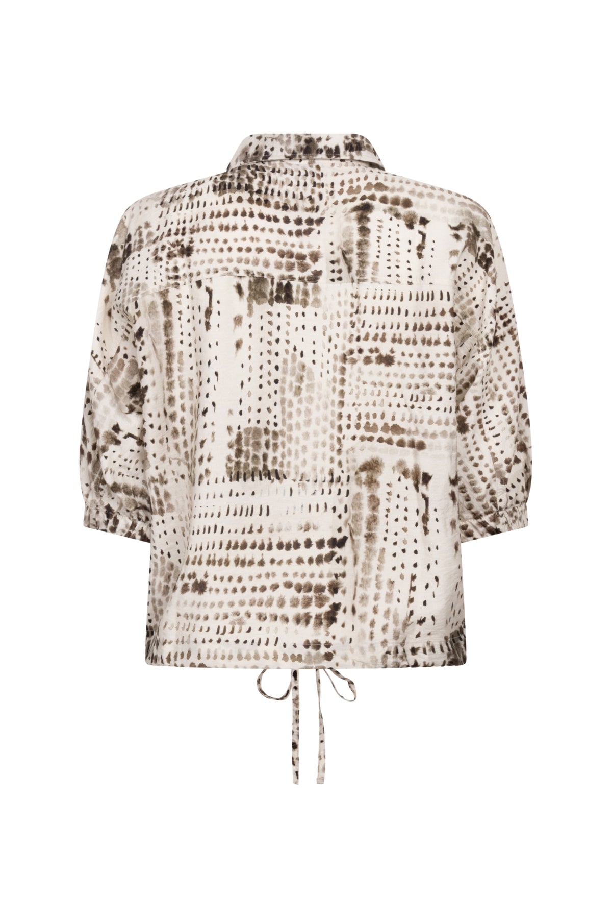 Zoso blouse Barbara Ivory Espresso 264, lichtgewicht damesblouse met lange mouwen en elegante pasvorm, zichtbaar in de afbeelding
