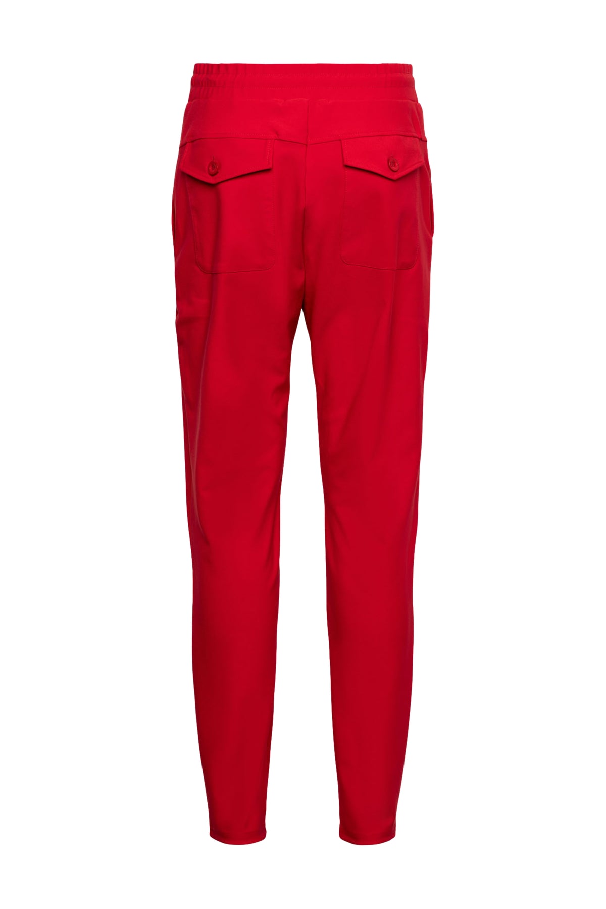 Dames travelbroek Penny Red van &Co woman, zware reisbroek met comfortabele pasvorm en praktische details, donkerrode kleur.