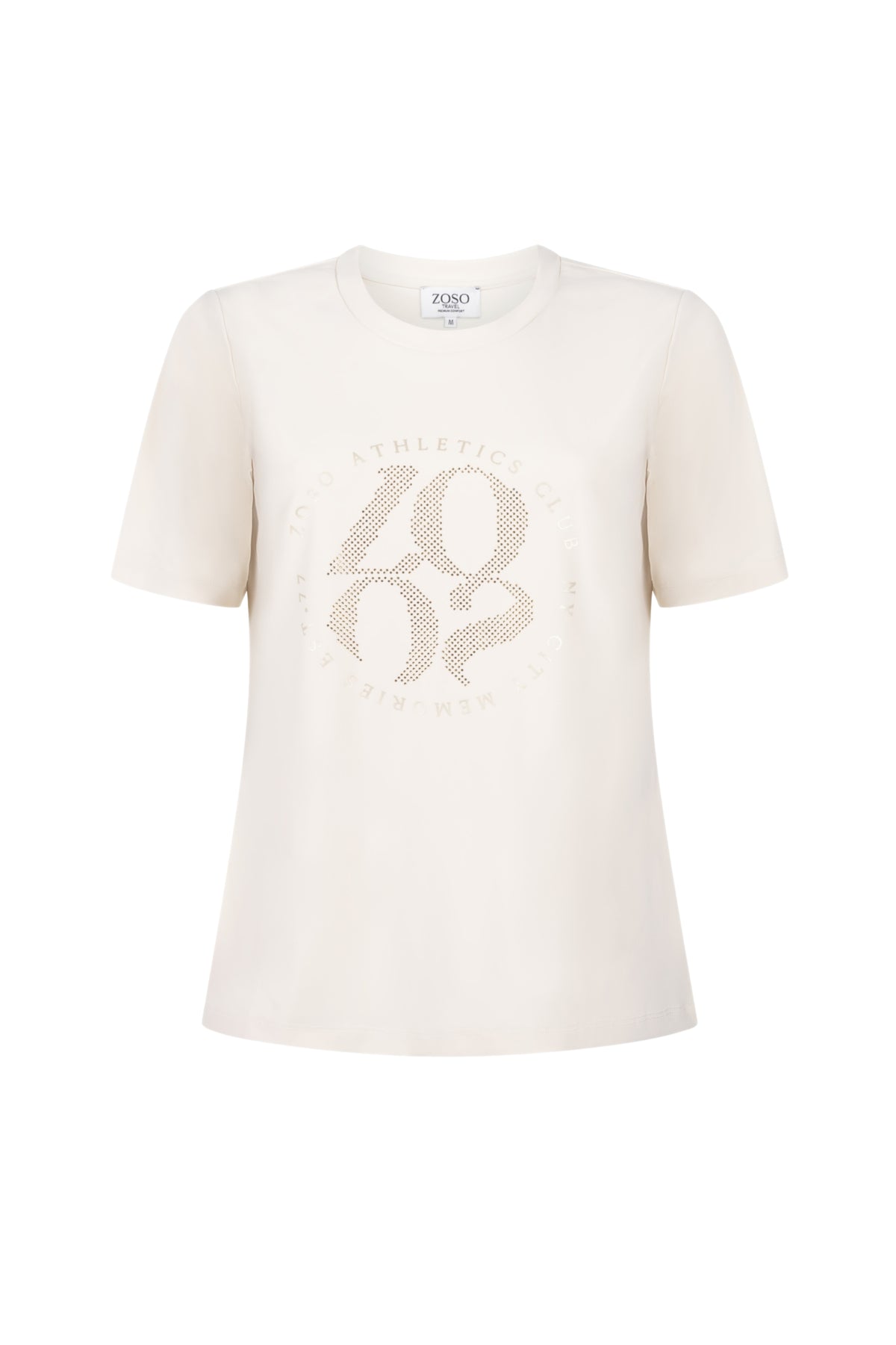 Zoso Travel T-Shirt Britt Ivory, lichtgewicht katoen met reisgerelateerde print, casual en comfortabel voor reizen en dagelijks gebruik