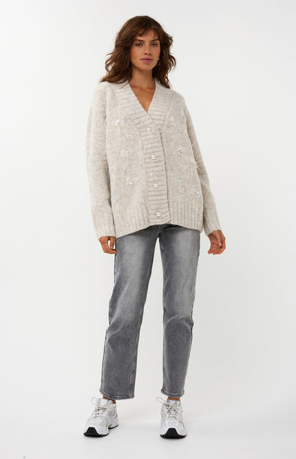 Vest Embellished Feathers Light Sand W25.02716