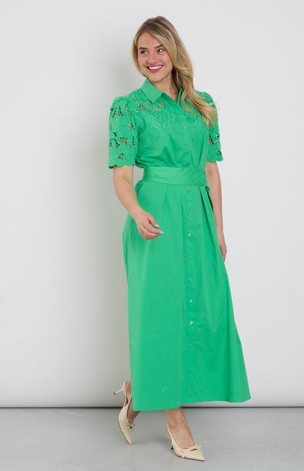 You're My Lobster by K-design Jurk Maxi Met Design & Borduursel Island Green C734L Stretchshop.nl