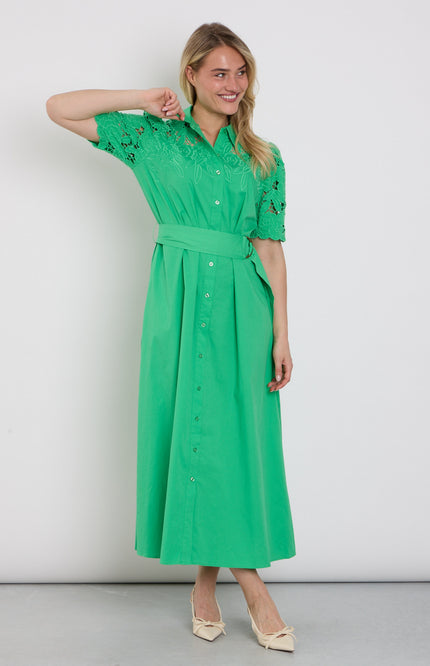 You're My Lobster by K-design Jurk Maxi Met Design & Borduursel Island Green C734L Stretchshop.nl